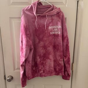 Pink Tie-Dye ALF Hoodie with Graphic Text